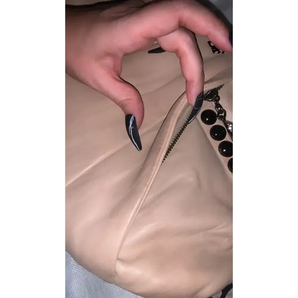 Diane Von Furstenberg Lamb  Leather Studded Bag like new maribelle spring boho